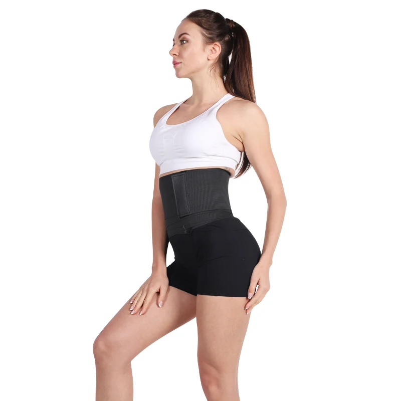 

Eastinear OEM ODM Training Band Sweat Slimming Waist 3M Trimmer Belts waist wrap with loop tummy belly wraps waist trainer, Black