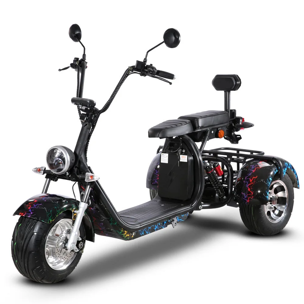 Fat Tire Trike CE EEC COC Adult 3 Wheel Electric Scooter Citycoco 2000W For Elder Stable Pedal Mobility High Range 2 Batteries, Can customize