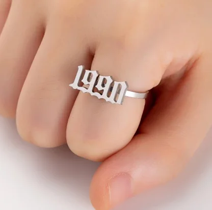 

Wholesale Old English Ring Date Adjustable Digital Ring for Women