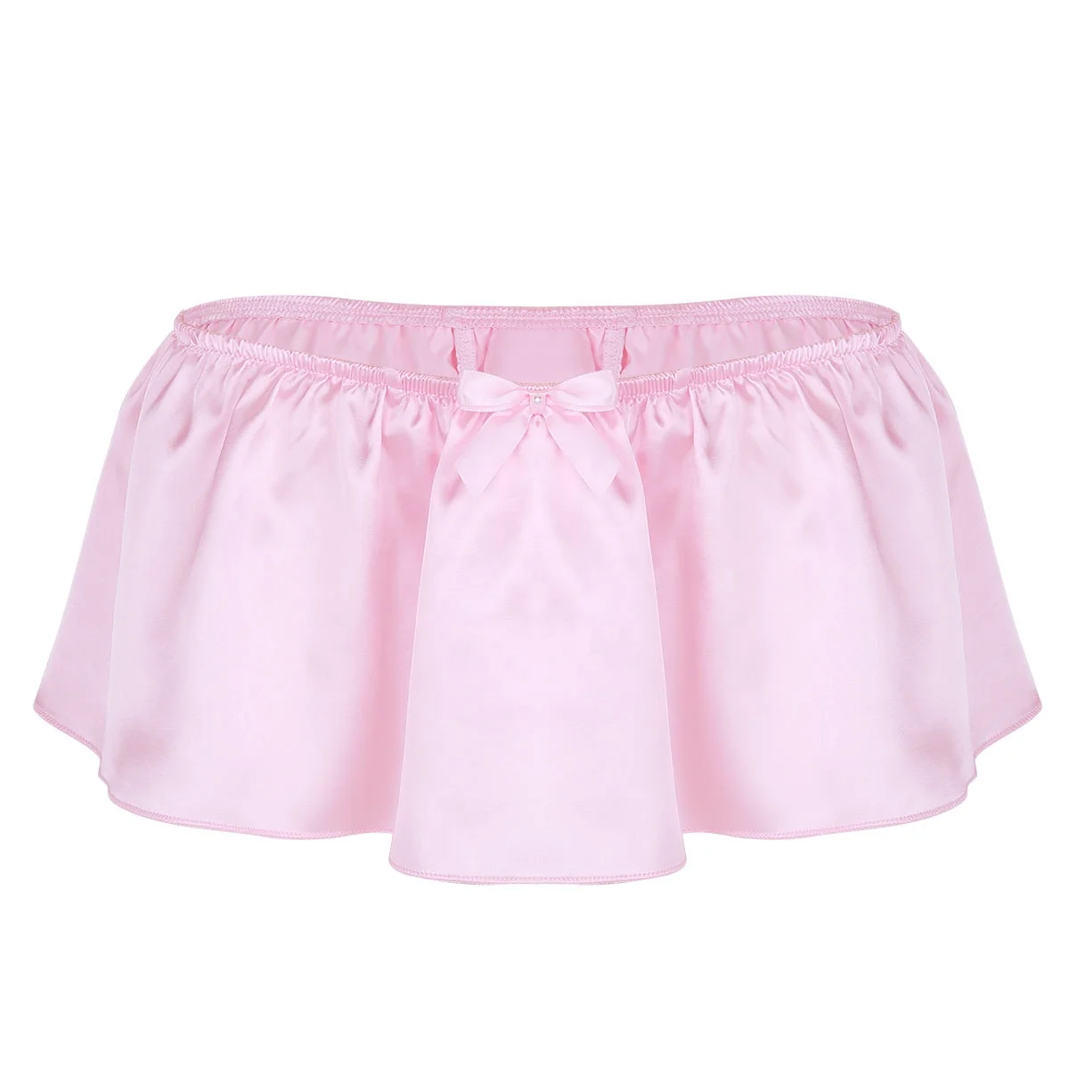 

Mens Lingerie Soft Shiny Satin Sissy Skirted G-string Thong Underwear Panties, Purple, navy blue, pink, wine red