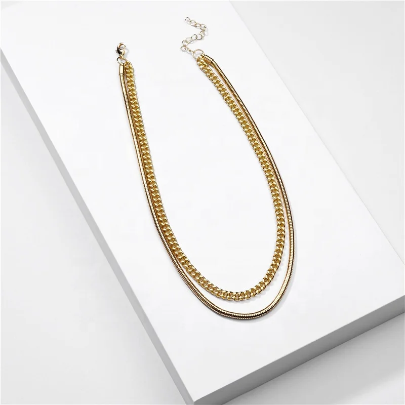 

Custom Gold Snake Chunky Cuban Link Brass Curb Neck Chain Necklace