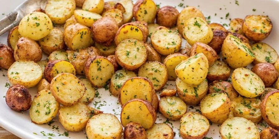 Close-up of seasoned potato cubes