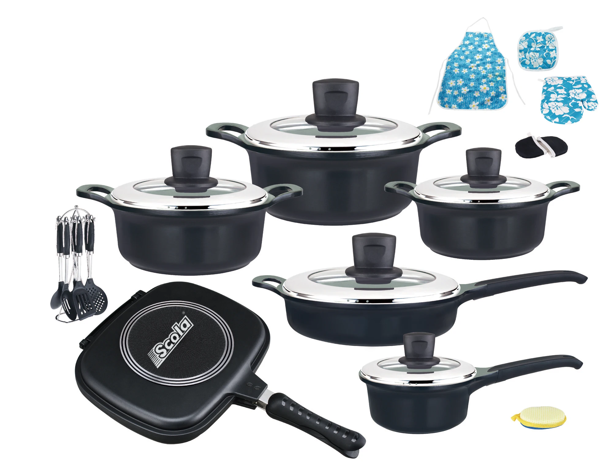 Wholesale Fashion Design Aluminum Cooking Cookware/kitchenware Set With