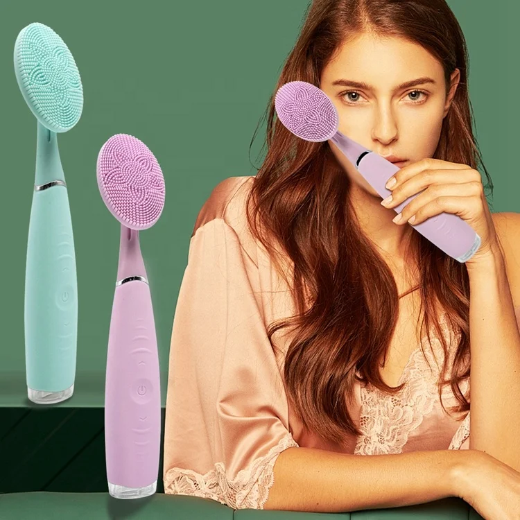 

Handheld Face Brush Sonic Electric Silicone Facial Cleansing Brush, Pink, blue