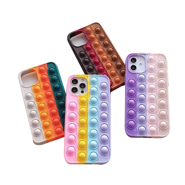 

Push Pop Phone Cover for iPhone 13 Pro Max Simple Dimple Fidget Toys Case Silicone Protective Shockproof Phone Case, Multi colors