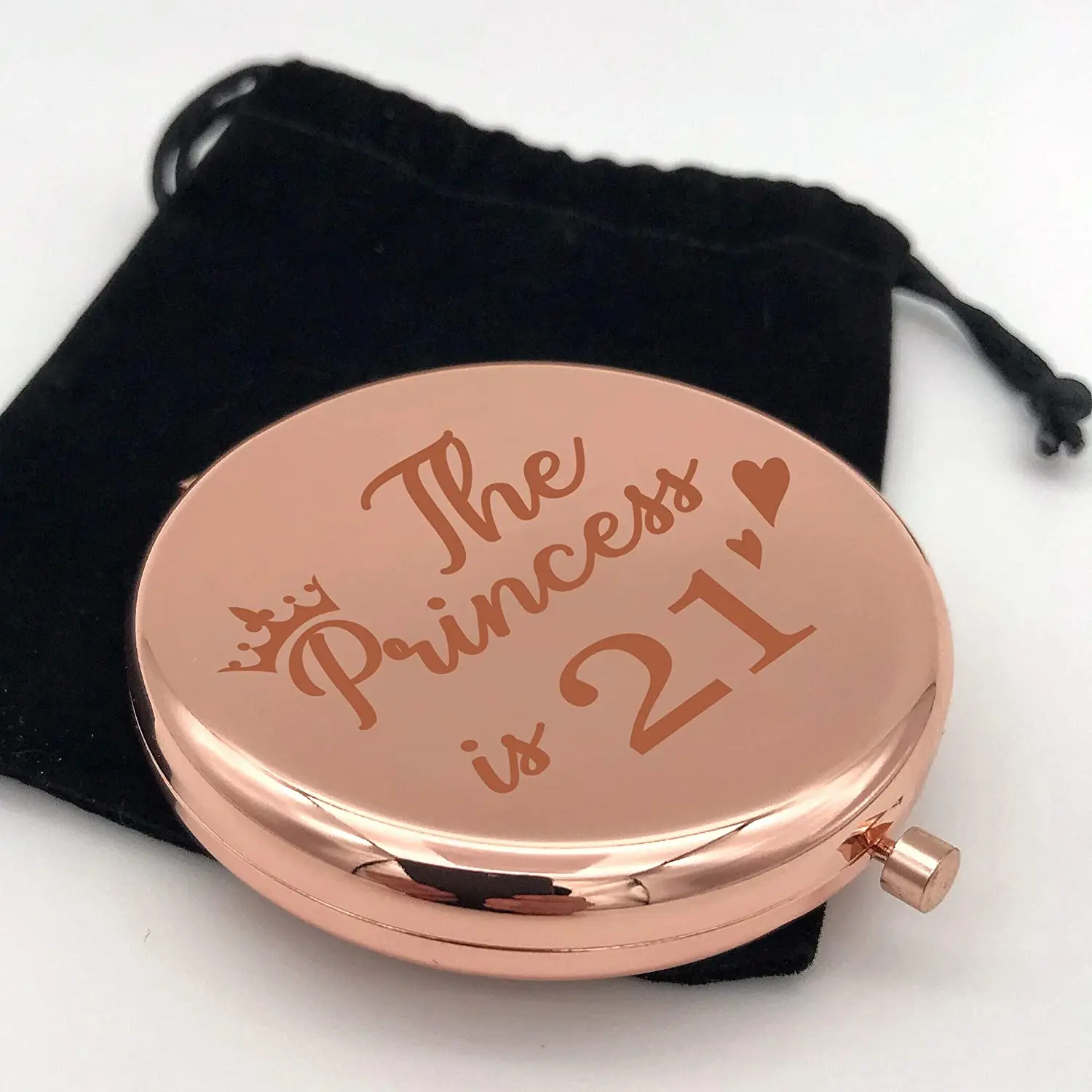 

Portable Metal cosmetic mirror Make up Tools round pocket size personalized pocket mirror with velvet bag, Silver, gold ,rose gold,