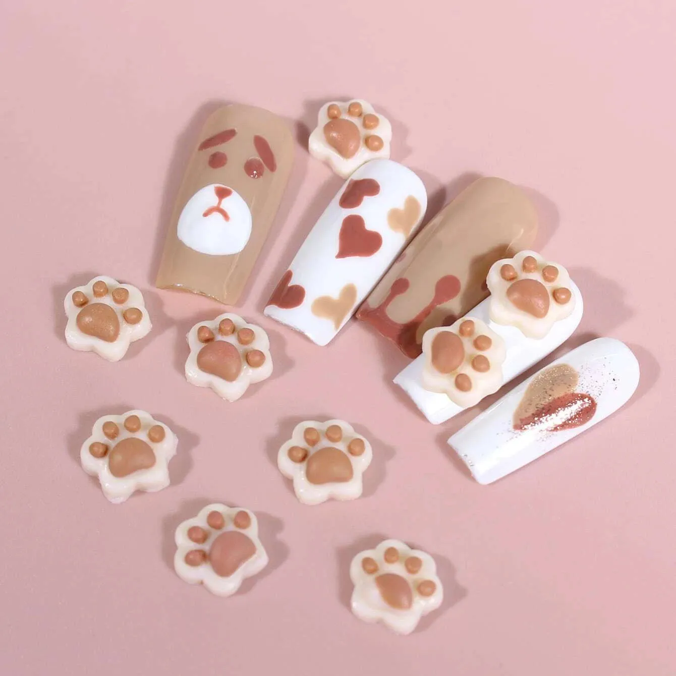 

10Pcs DIY Phone Crafts Scrapbooking Ornaments Nail Supplies 3D Mini Dog Paw Cute Resin Nail Art Decoration Accessories