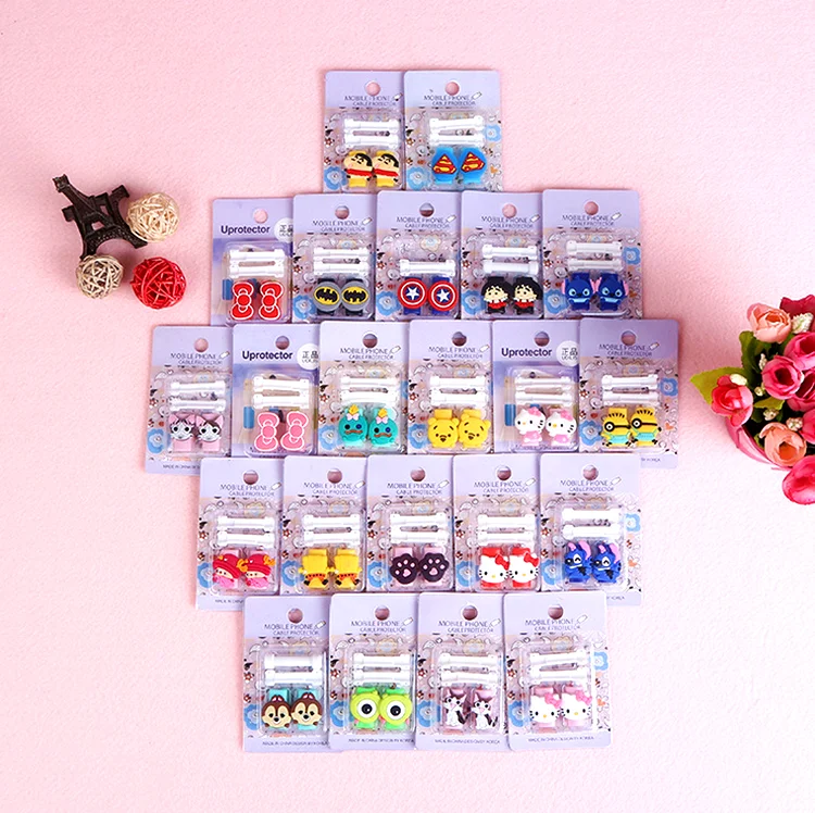 

Fashion Wholesale Mobile Accessories Cartoon USB Cable Protector, Colorful