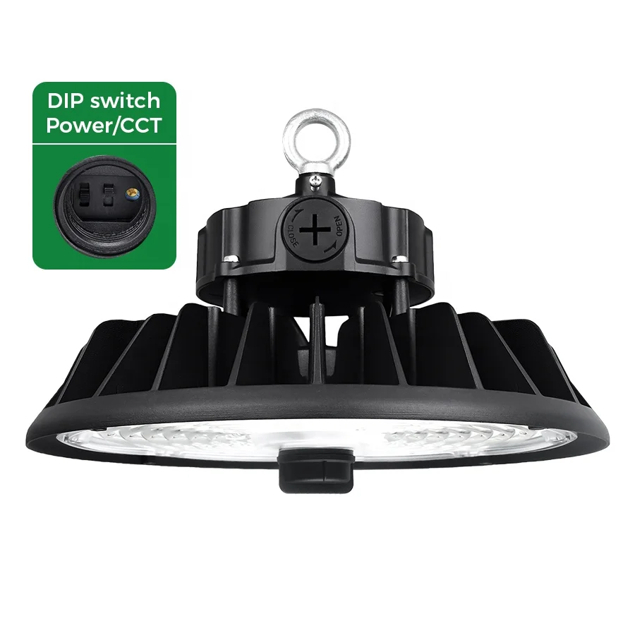 LED High Bay Light 100W/150W/200W/240W Dimmable Workshop Light Fixture with 3-CCT IP65 Aluminum Body for Warehouse Use 150lm/w