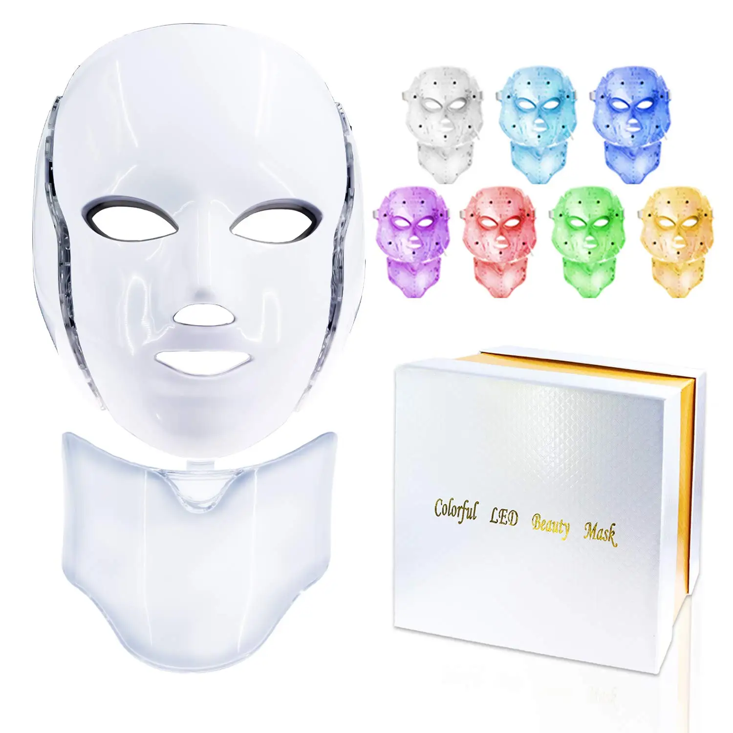 

Mascara De LED 7 Colores Facial Skin Care Device PDT Photon Light Skin Home Use Beauty Equipment Therapy LED Face Mask, Whtie