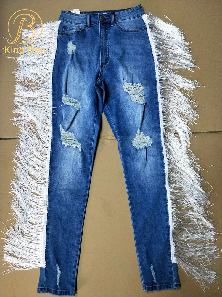 jeans with fringe on the side