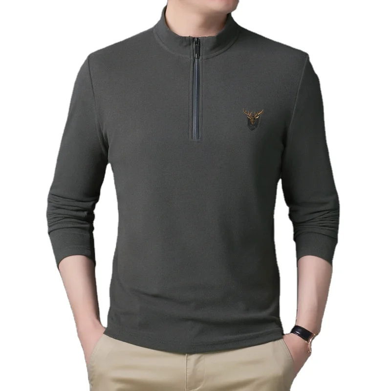 

Men's Sweater New Men's Quarter Zip Pullover Middle-aged Casual Micro-elastic Round Sweater Collar Jacket, Colors