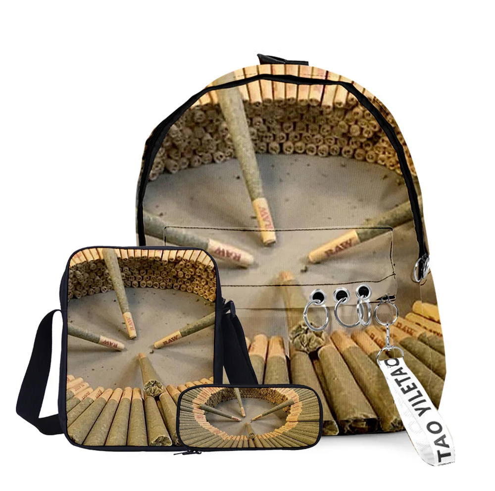 

Custom 3D Printing Kids Girls Backwoods Cookie Oxford Backpack 3 In 1 School Bags Pencil Set
