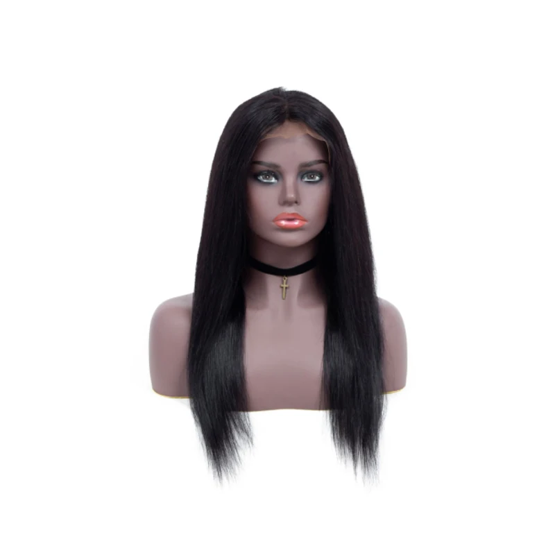 Cheap natural kinky straight wigs human hair lace front