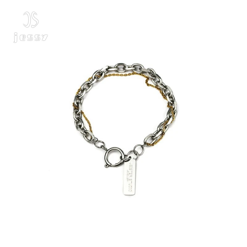 

Jessy Jewelry Wholesale Custom Men's and Women's Hip Hop Jewelry Stainless Steel Fashion Couple Bracelet, As shown