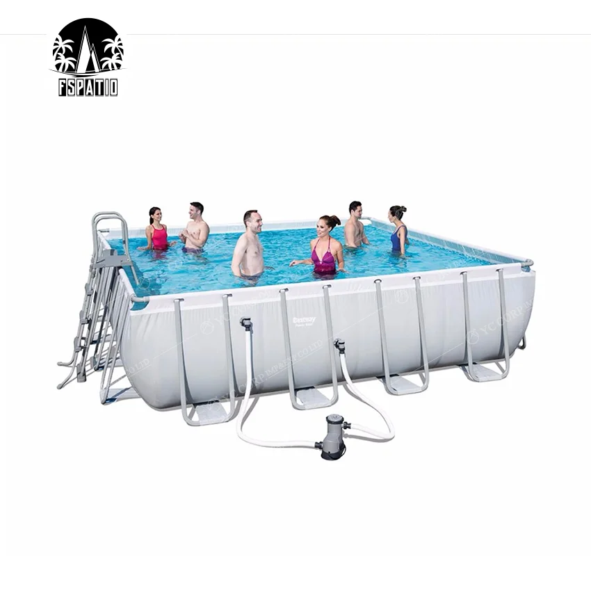 

FSPATIO Amazon Swimming Pool Outdoor Durable Rectangular Big Inflatable Swiming Pool, As photo