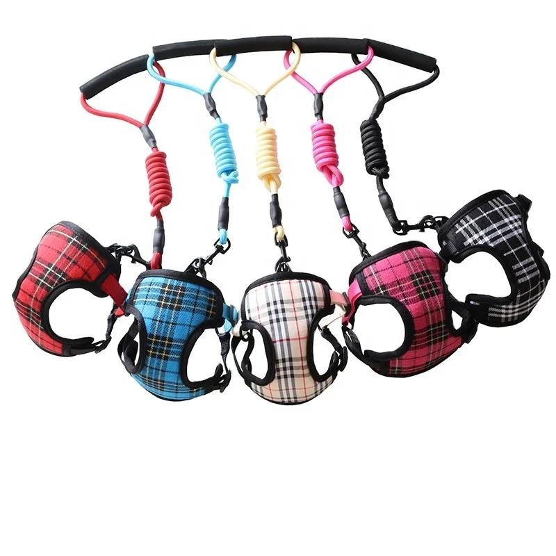 

Sohpety Breathable Sublimation Luxury Nylon Puppy Cat Dog Harness Leash Vest Harness Collar Set, 5 colors