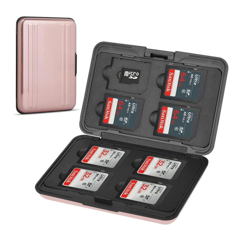 

High Quality Waterproof Slim Carrying Portable Plastic Aluminum storage Memory Card Case holder with 4 slots logo for sd 4gb xqd