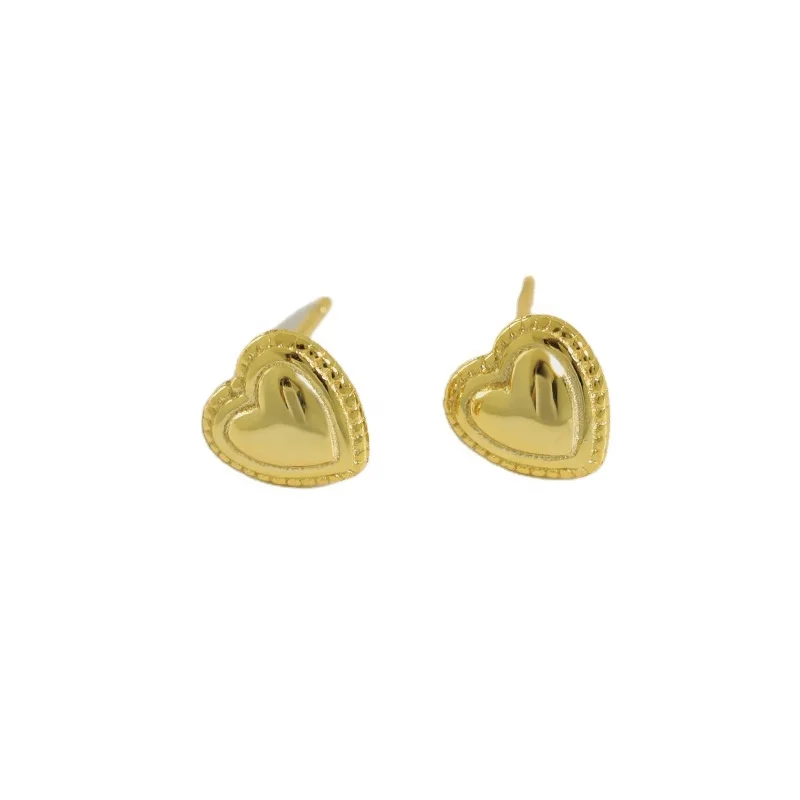 

Wholesale S925 Sterling Silver Heart Stud earring Earrings for women, Gold