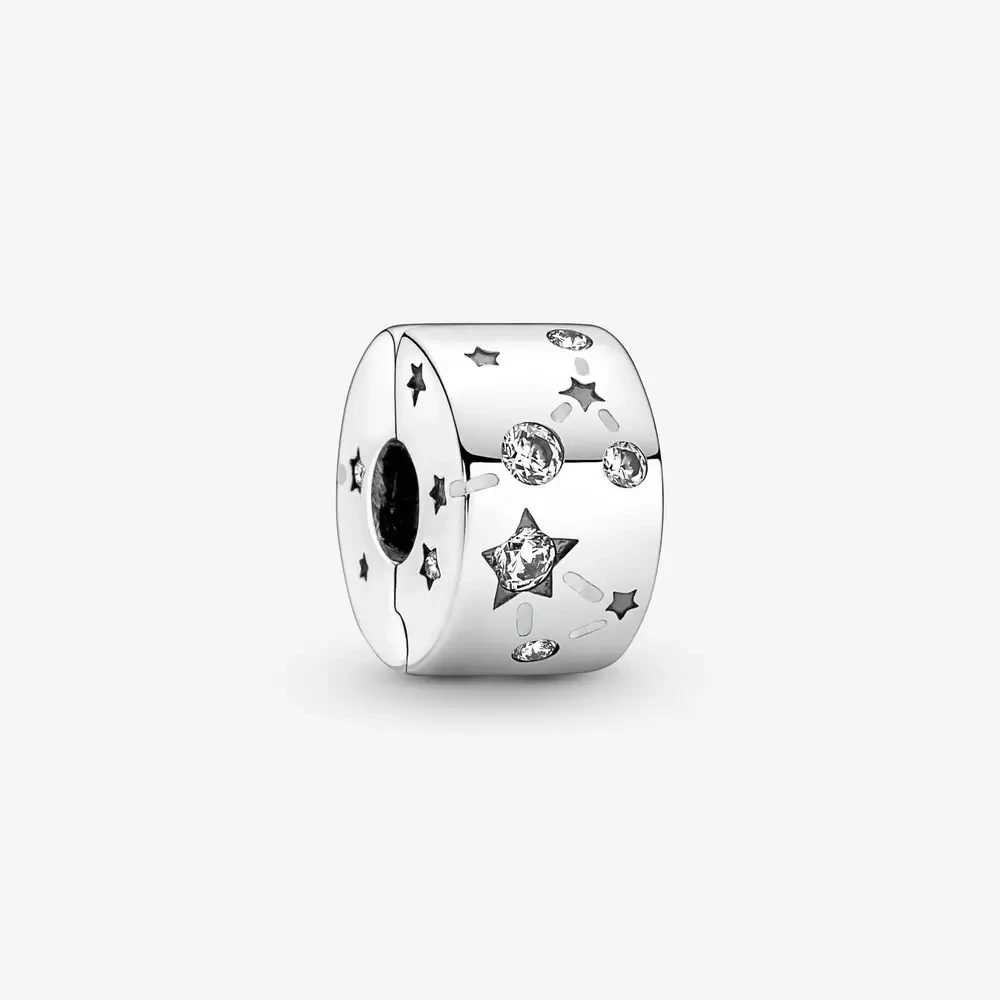 

2022 Winter 925 Sterling Silver Galaxy Star Clip Stopper Charm Bead Fits European Jewelry Charm Bracelets