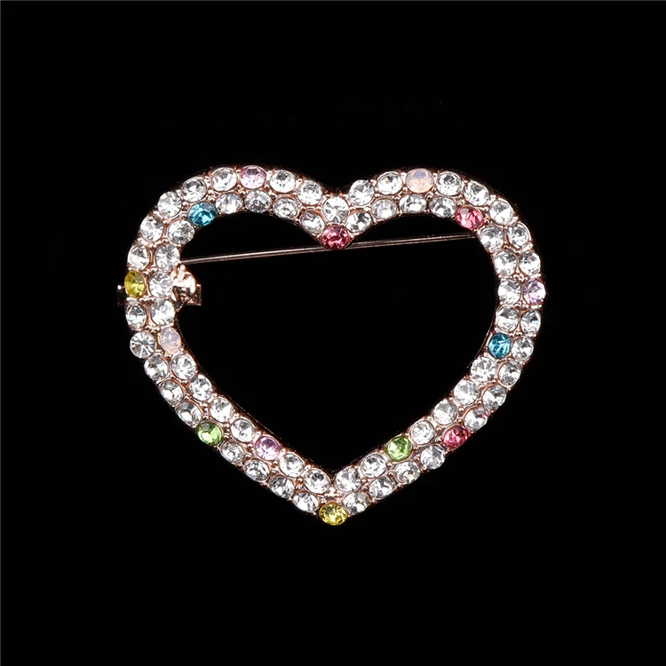 

Wholesale new design women alloy rhinestone heart shaped brooch for clothing decoration