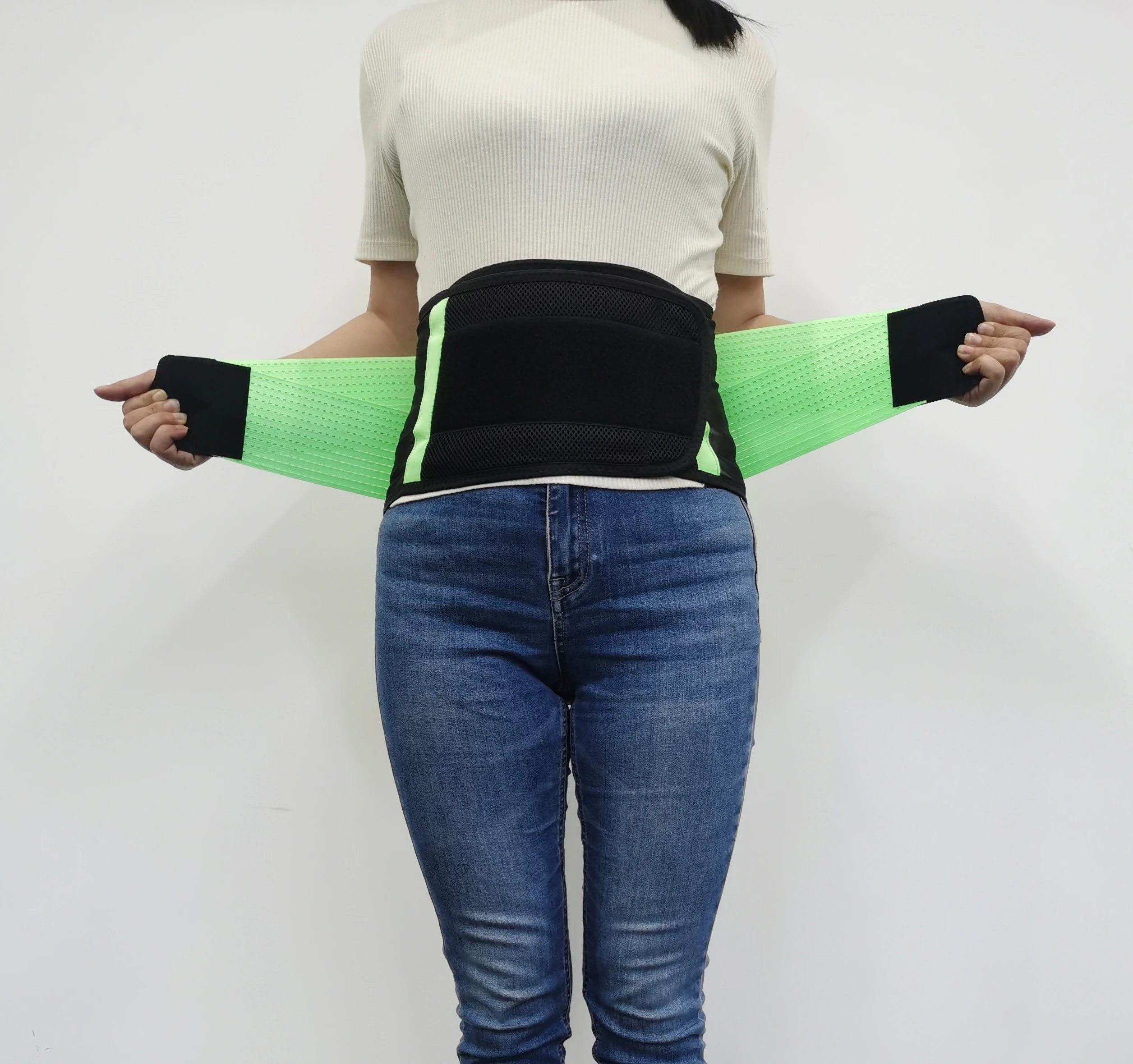 

mesh breathable waist support Back Brace Adjustable Lumbar Support Belt Trimmer, Green and customize more colors