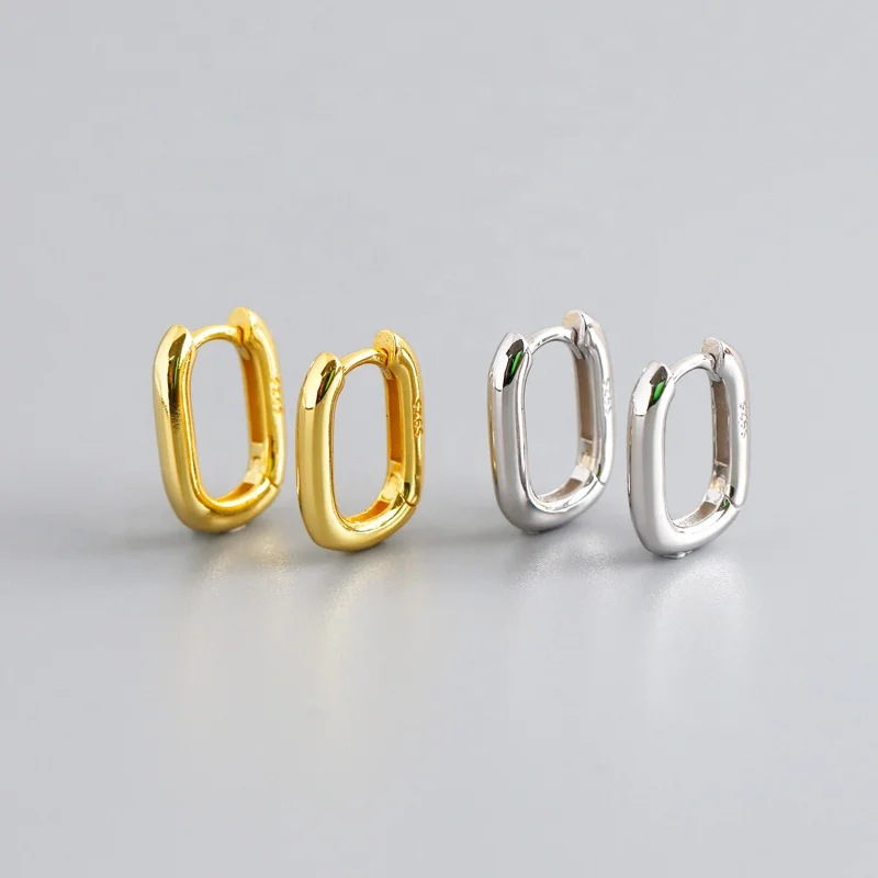 

Newest Trendy Gold Silver Ins Style Retro Sterling Silver 925 Hoop Earrings