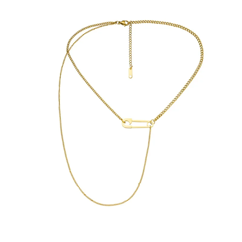 

JOOLIM Ready To Ship High End Stainless Steel Double-layer Paper Pin Pendant Necklace 18K Gold Plated Jewelry Wholesale