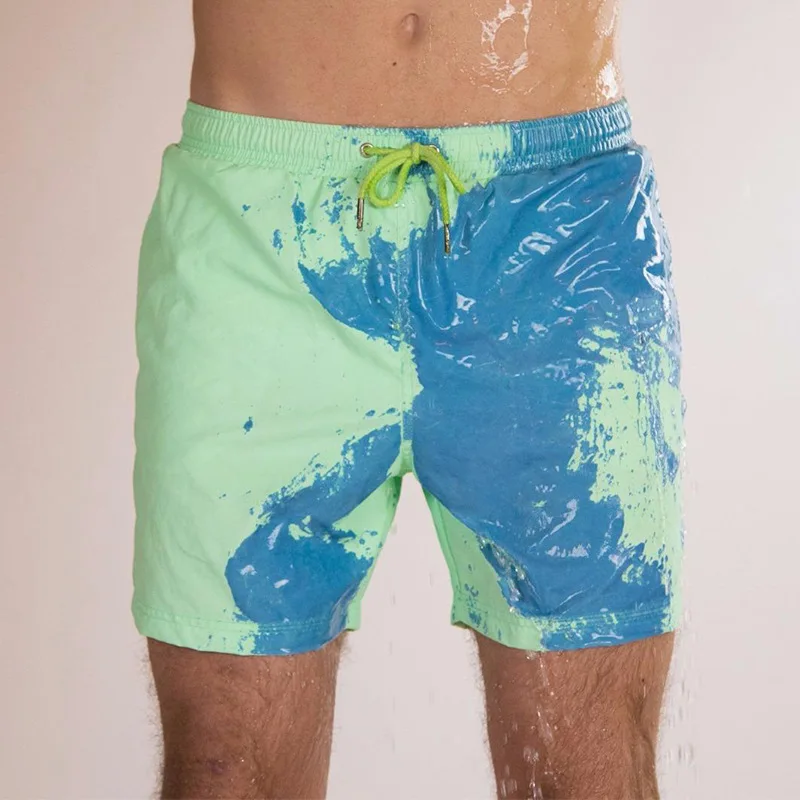 

2021 Hot Sale Family Matching Clothes Swim Trunk Dad Boys Heat Discoloration Colorful Elastic Waist Men Swimwear Shorts, 10 colors