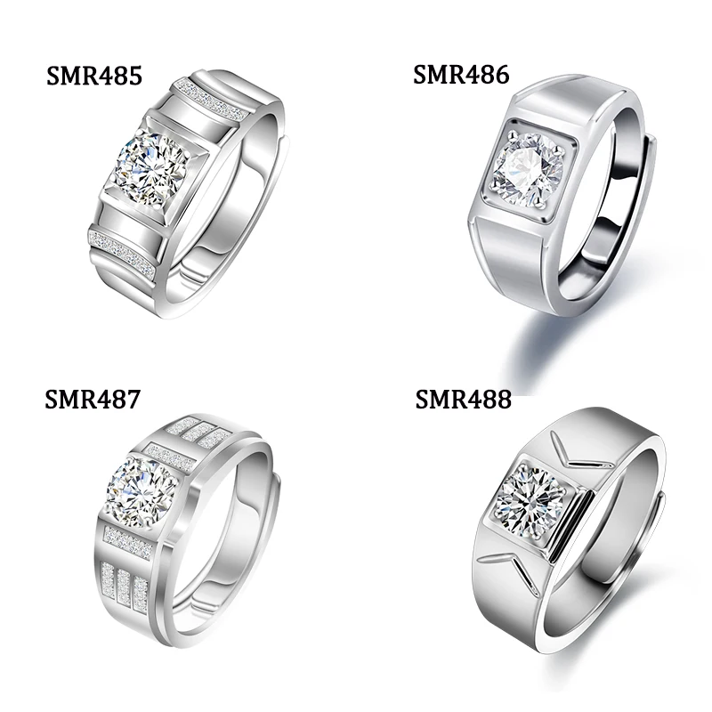 

alliance argent homme moissanite loose stone silver man ring
