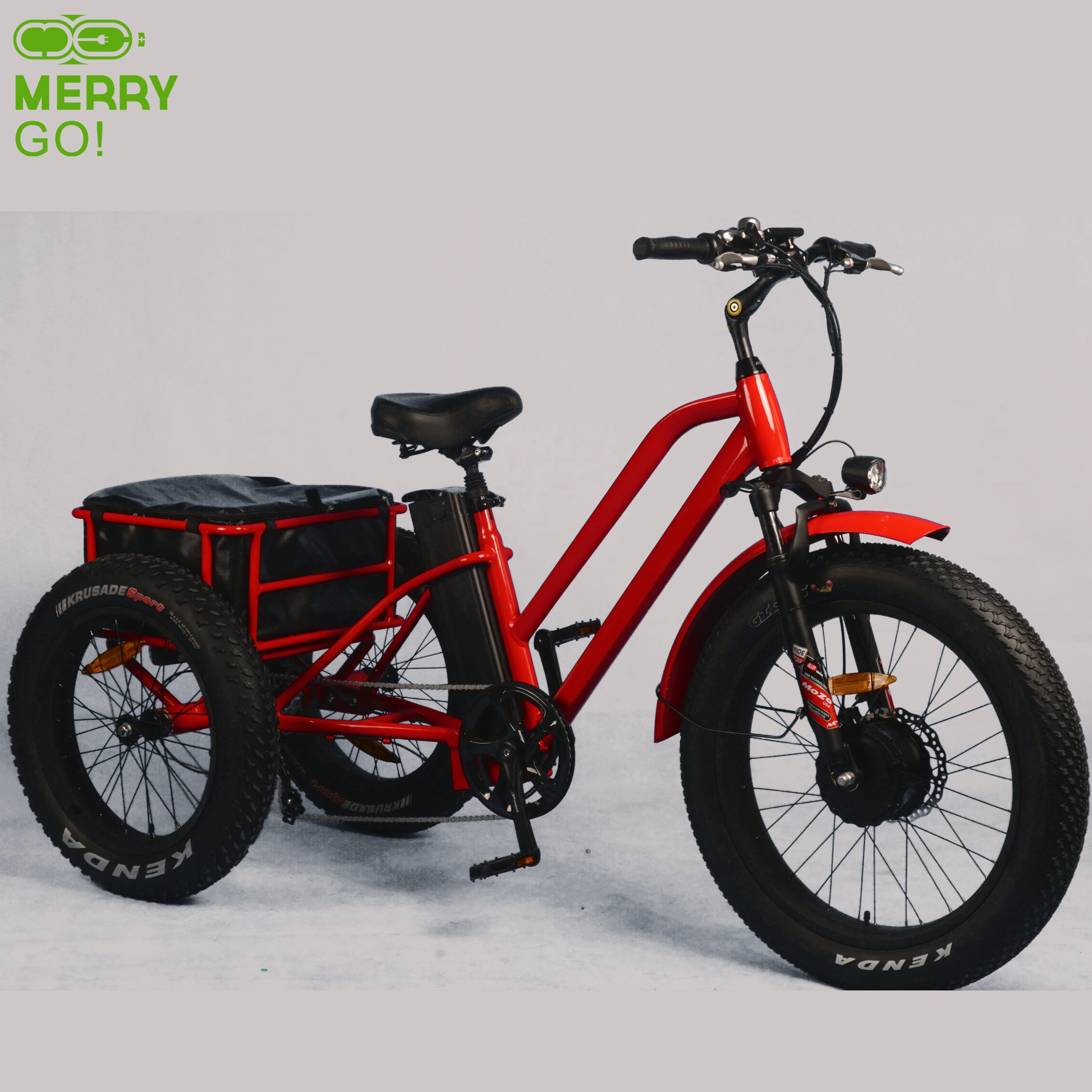 

48V 750W RED Fat Tyre Electric Tricycle with cabin for adults