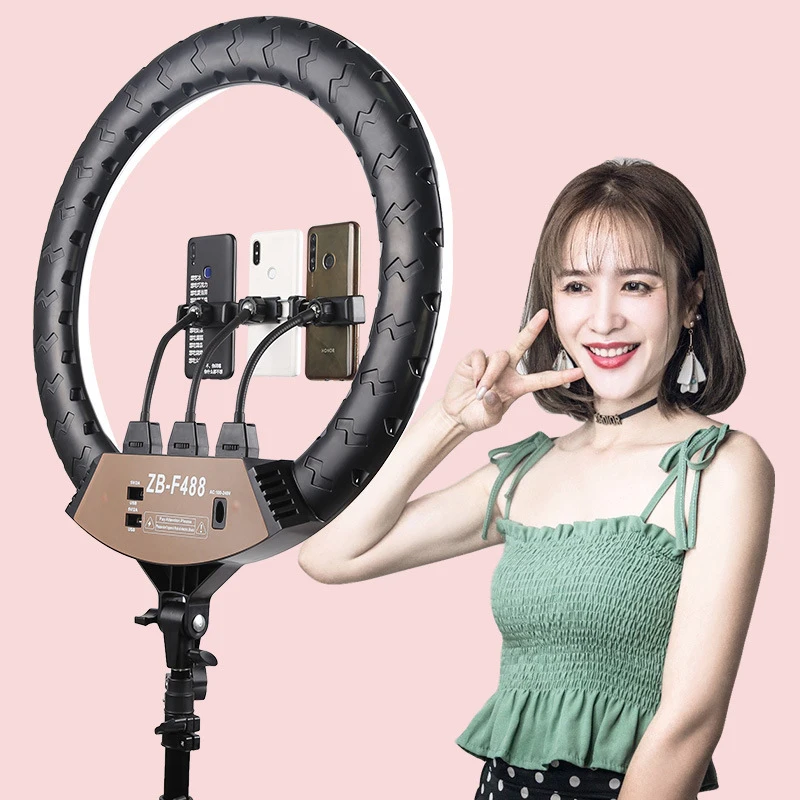 

Dropshipping 22 Inch LED Ring Light Photography Lighting Selfie Lamp USB Dimmable With Tripod For Photo Studio Makeup Video Live