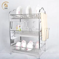 

three tiers stainless steel kitchen dish rack