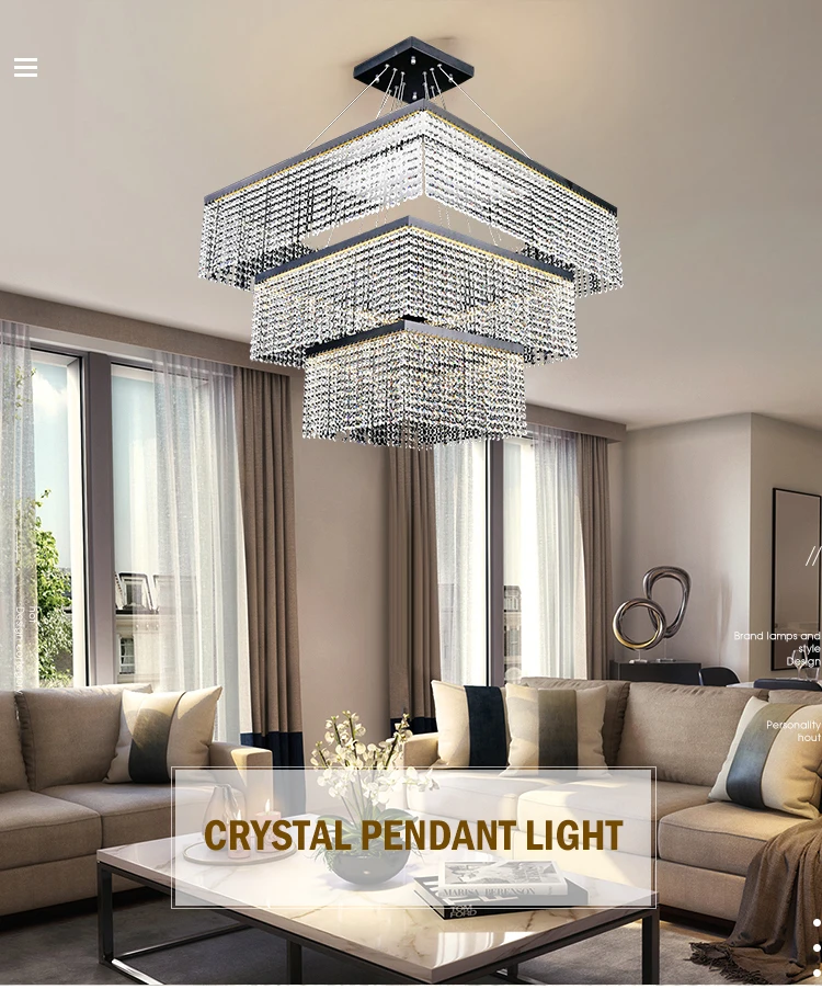 Zhongshan factory good quality 48w 72w 114w aluminum crystal led ceiling chinese style pendant lamp