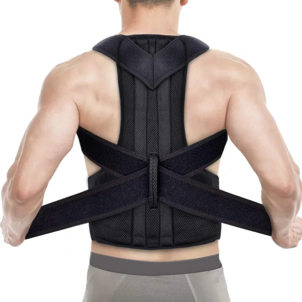 

Adjustable Adult Back Corrector Shoulder Lumbar Brace Spine Support Correction Belt, Black