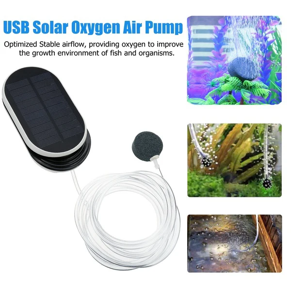 Solar Power Panel 3600mah Water Oxygenation Aerator Air Pump For