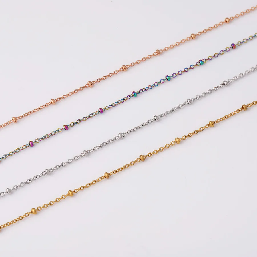

Stainless Steel Ball Satellite Clamp Colored Bead Necklace Plain Chain for DIY Jewelry