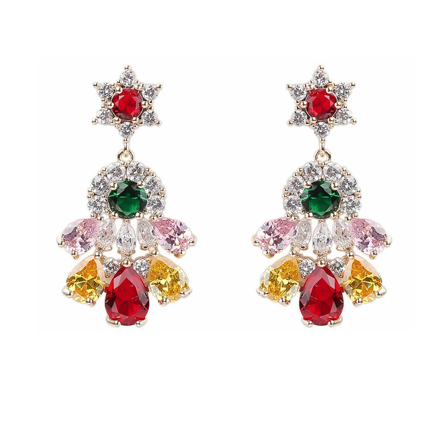 

earring-446 xuping jewelry new earring jewelry 18 carat gold plated color cubic zirconia earrings