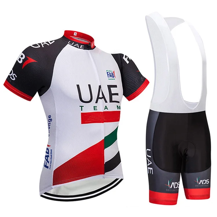 

UAE men good quality mesh breathable dry fit racer shoulder outdoor sportswear cycling outfit bib short set custom, Customized color