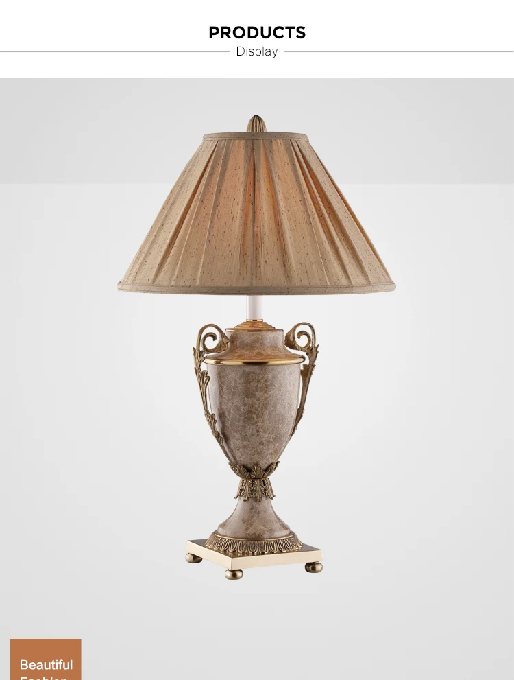 pleaded shade marble table lamp