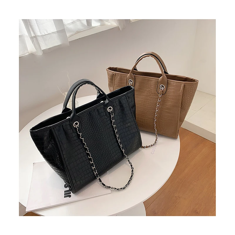 

Brand Designer Women's Tote Bags 2021 Spring New Lady Crocodile Shoulder Bag High Quality Handbags Large Capacity Shopper Bag