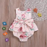 

Newborn Baby Girls Flower Romper Fashion Baby Girls Sleeveless Bowknot Romper Ruffles Jumpsuit Outfits New Born Clothes 0-24M