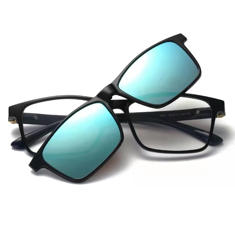 

5001 Fashion Wholesale Square TR90 Frames Magnetic Clip On Polarized Lens Sunglasses, Picture shows or customized