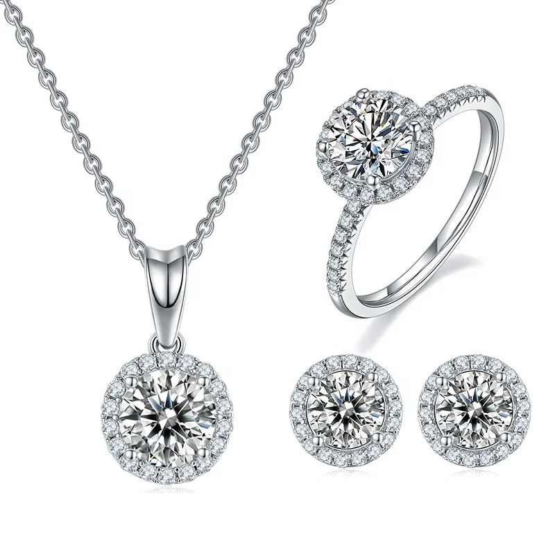 

925 sterling silver wholesaler Moissanite jewelry sets