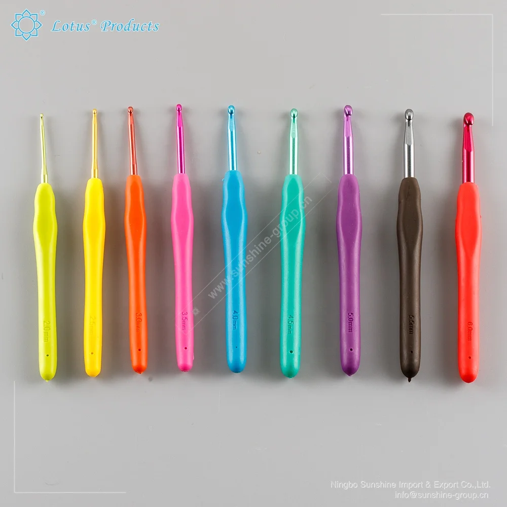 

colorful crochet hook set 10pcs aluminum crochet hook in bag