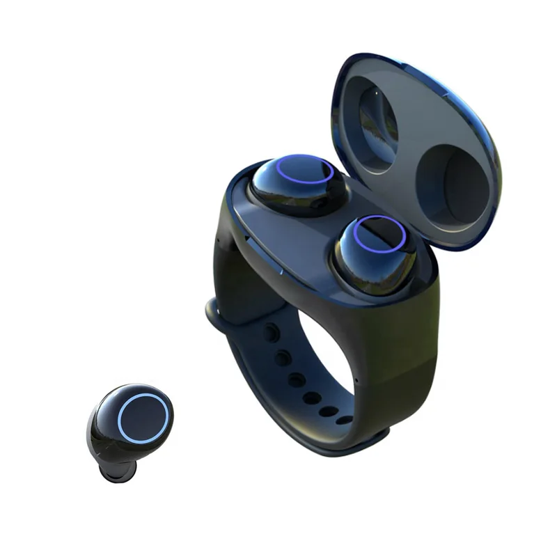 2 in 1 wireless bluetooth watch earphones mini smart tws earbuds Custom Logo sport fitness blue tooth wrist watch and earphone