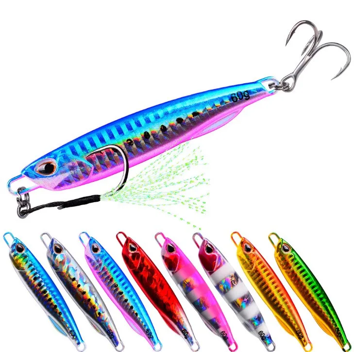 

1pcs/lot Japan Metal bait Jigging fishing lure Saltwater fishing wobbler Lead head Stripe Bait Jigs leurre peche, 8 colors