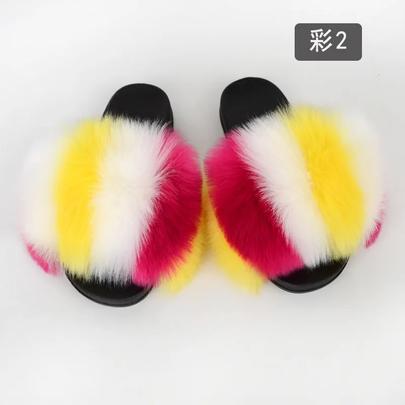 

2020 collection faux fur PVC adult slippers slides