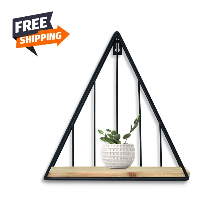 

Free Shipping wall shelves for store Farmhouse Triangle Wall Decor Mounted Hanging Storage Wooden Floating Shelves