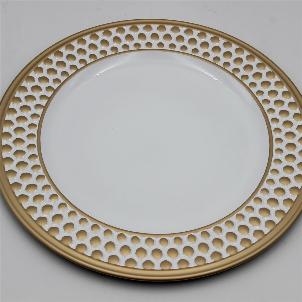 

QIYUE Hot promotion fashionable plastic fruit plate with gold foot for home decoration